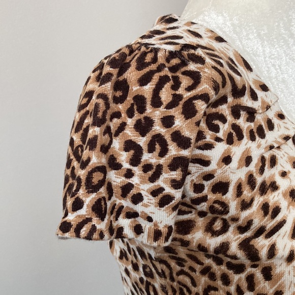 INC Animal Print Fitted Short Sleeve Sweater - Picture 7 of 8